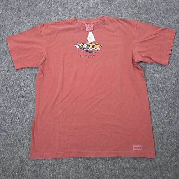 Life Is Good Shirt Mens Extra Large Red Kayak Outdoor Graphic Cotton Tee New - Picture 1 of 7